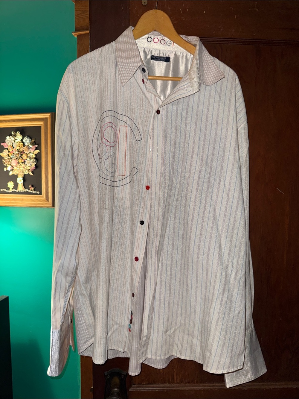 COOGI White Pinstripe Long-Sleeve Button-Down Shirt